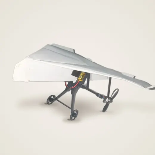 Avión armado: el chasis con motores montado bajo el ala de papel